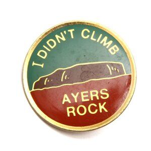 Ayers Rock Australia Enamelled Pin Metal Travel Souvenir Uluru Hiking Red Rock